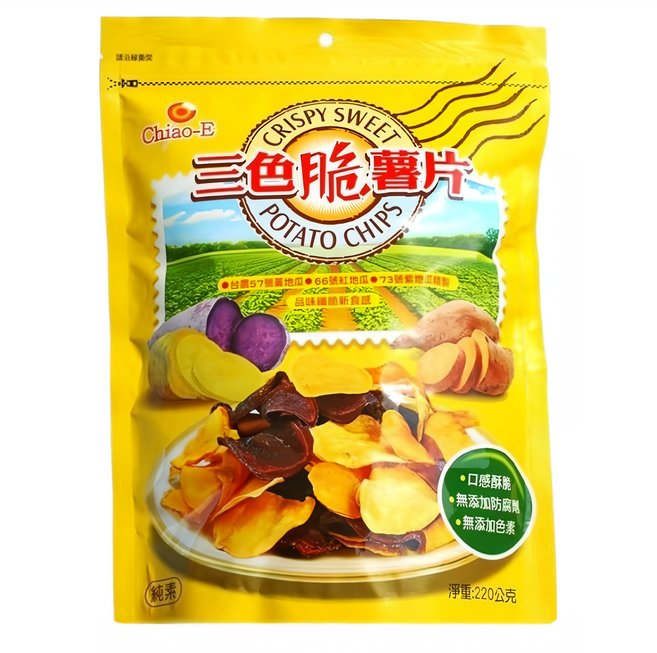 Chiao-E 巧益 三色脆薯片, 220g, 1包