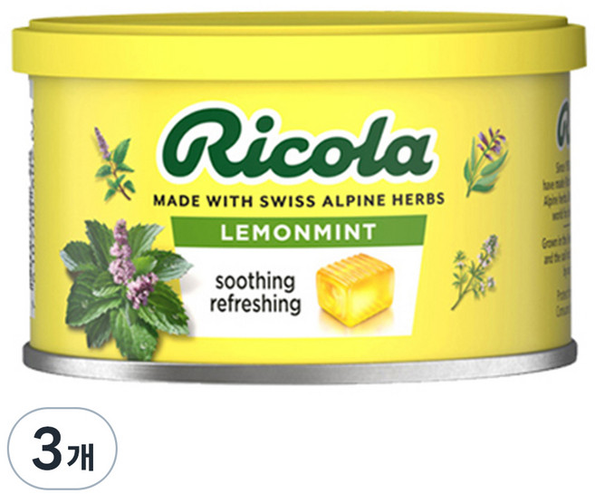 리콜라 스위스 레몬민트맛 캔디, 100g, 3개