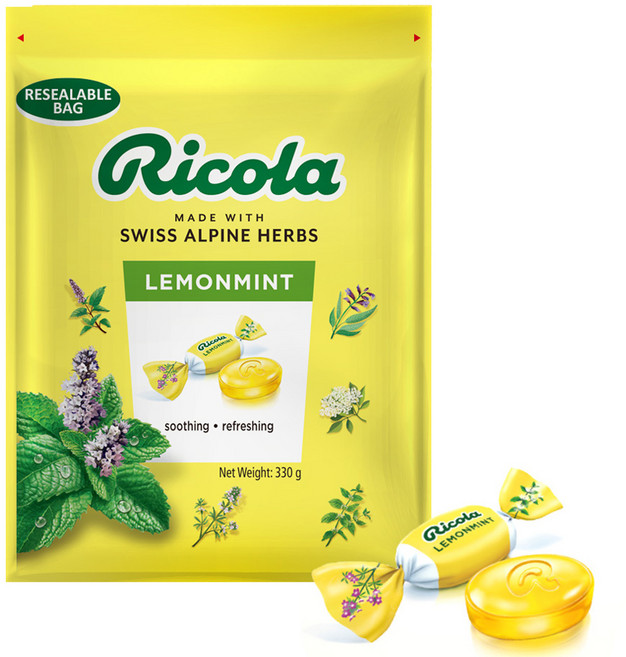 리콜라 스위스 허브 캔디 레몬민트, 330g, 1개