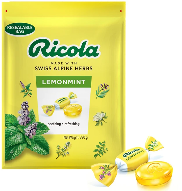 리콜라 스위스 허브 캔디 레몬민트, 330g, 1개 - 쿠팡