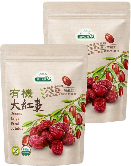 統一生機 有機大紅棗, 300g, 2包