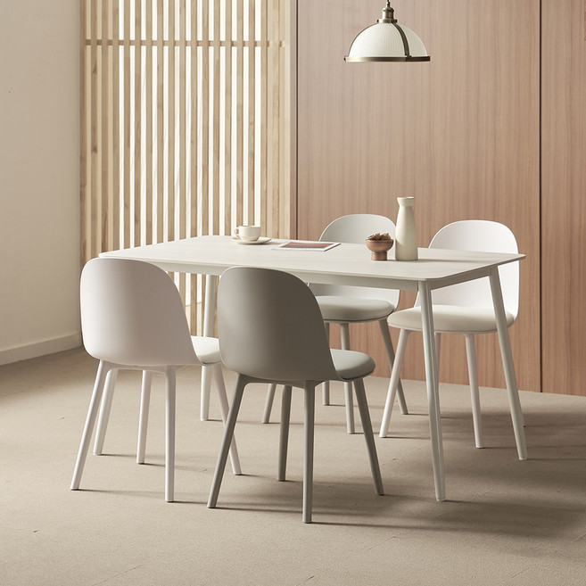 보니애가구 포지타노 1400 포세린 세라믹 식탁세트 4인용 방문설치, 상판(화이트), 의자(화이트2P+그레이2P), 일반의자 4