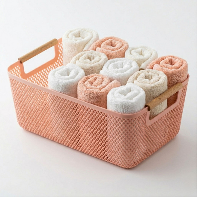 러블비 손잡이 다용도 욕실 주방 수납박스, 핑크, 1개