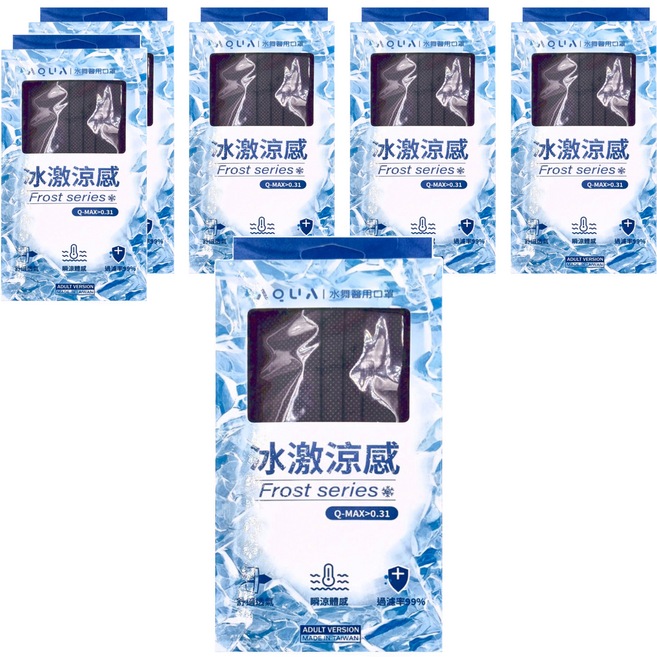 AQUA MASK 水舞生醫 冰激涼感口罩 未滅菌, 曜石黑, 10片, 6盒