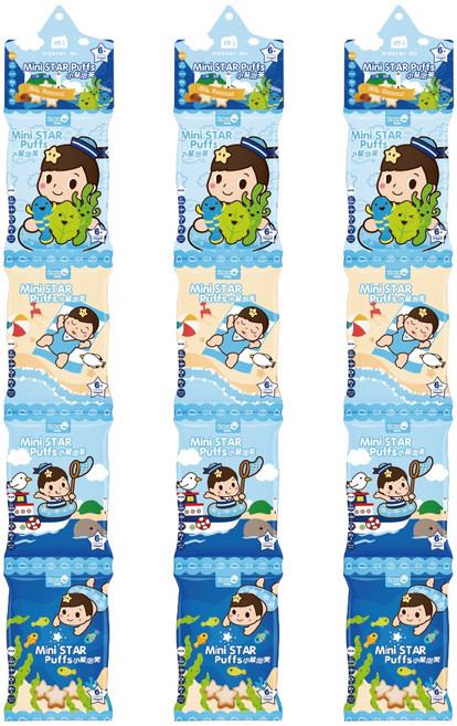 master mi 米大師 小星泡芙 4包, 小魚 + 海帶, 32g, 3組