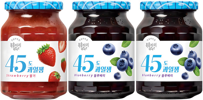 복음자리 45도 과일잼 블루베리x2p + 과일잼 딸기, 1세트, 350g