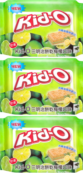 Kid-O 三明治餅乾 檸檬口味, 340g, 3袋