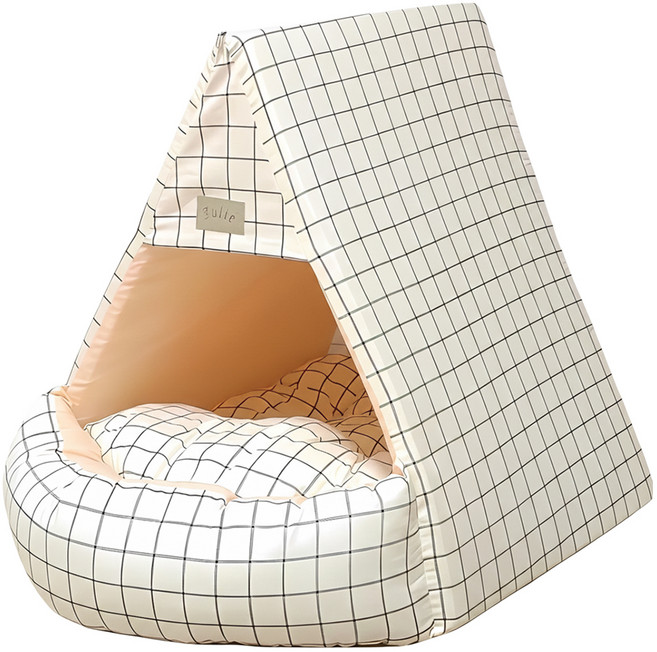 Dooki Pet 露西三角軟墊屋, 象牙白, 1個