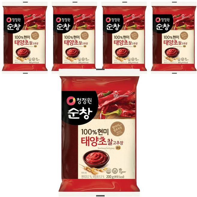 청정원순창 태양초 현미 찰고추장, 200g, 5개