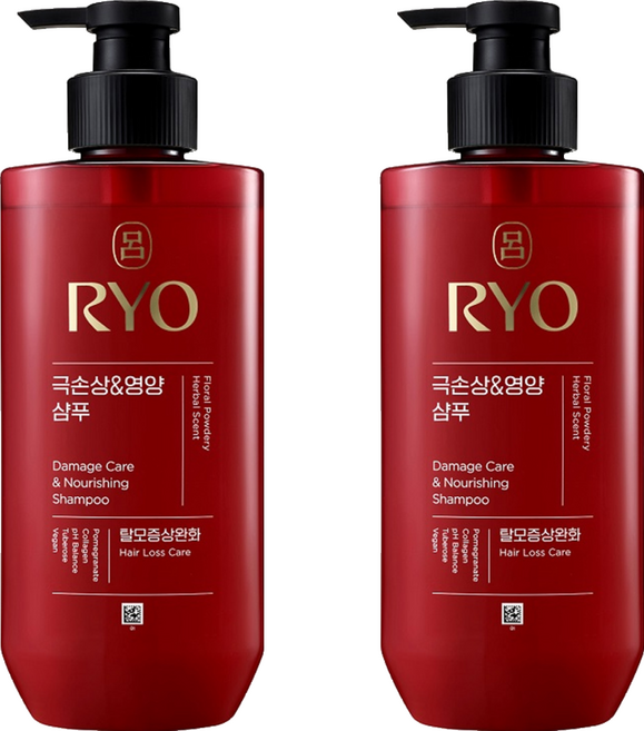 RYO 呂 韓方頭皮瞬效修護洗髮精 染燙受損, 480ml, 2件
