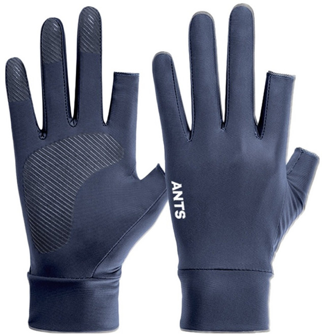 앤티스 오픈핑거 바이크 터치장갑 양손 착용 세트, 네이비