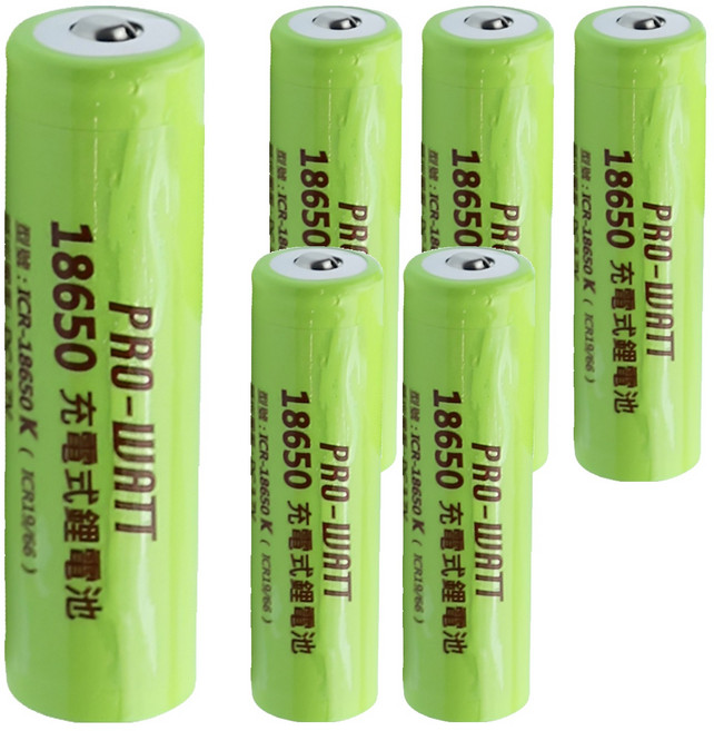 PRO-WATT 華志 18650 鋰充電池 凸頭, 2顆, 3組