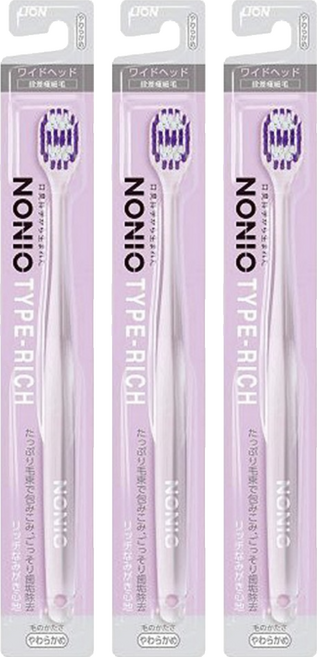 LION 獅王 NONIO 細柔按摩牙刷 顏色隨機, 1入, 3支