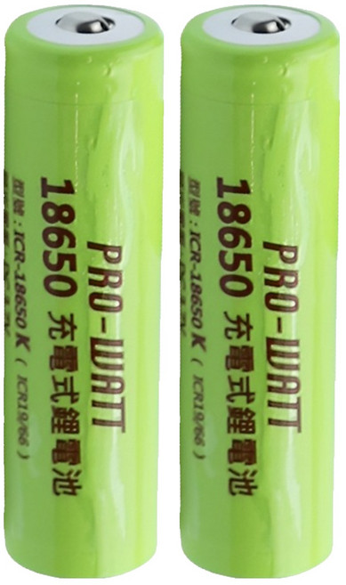 PRO-WATT 華志 18650 鋰充電池 凸頭, 2顆, 1組