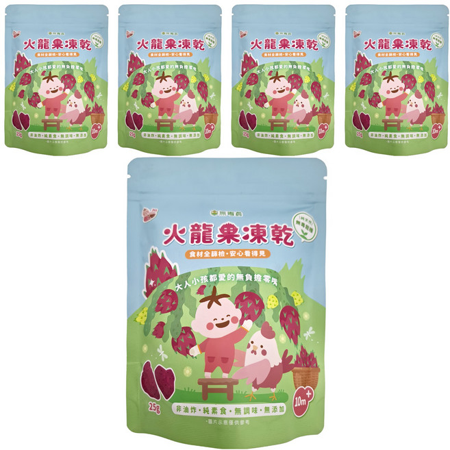 粥寶寶 火龍果凍乾, 25g, 5包