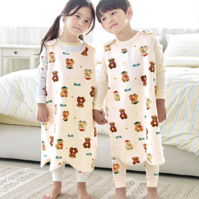 메이키즈 유아동 주니어 도트곰인형 수면조끼