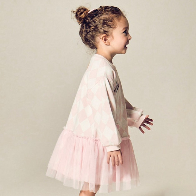 agabang 迪士尼寶寶 愛麗絲格紋連身裙