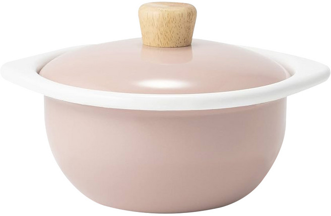FUJIHORO 琺瑯湯鍋 附蓋 CTN15CAP, 15cm, 粉色, 1個