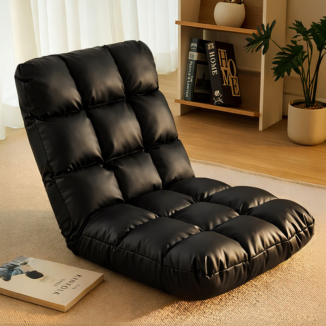 코멧 5단 각도조절 인조가죽 좌식의자, 블랙