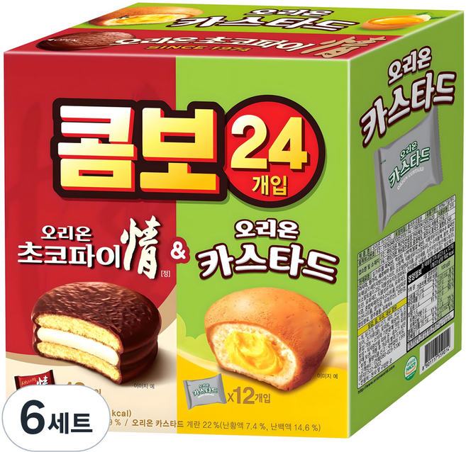 오리온 콤보 초코파이 정 12p + 카스타드 12p, 744g, 6개