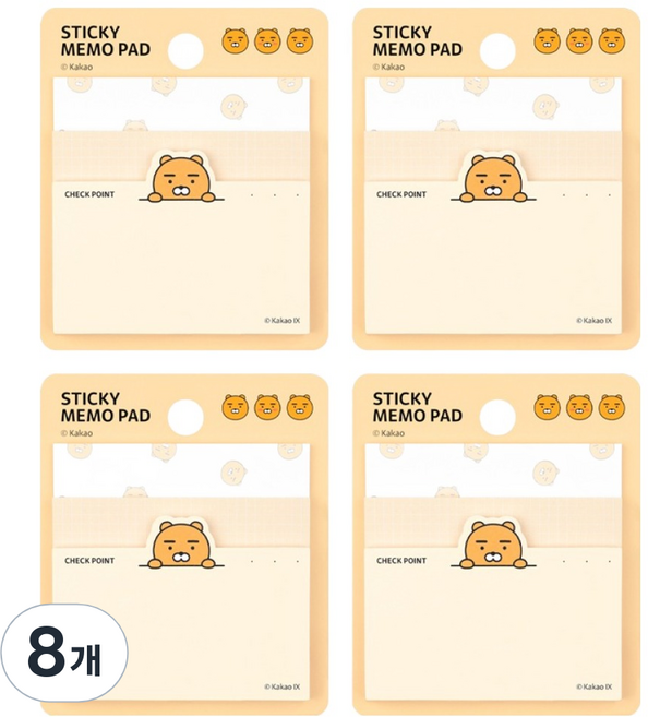 카카오프렌즈 3단 점착 메모지, 라이언, 60매, 8개