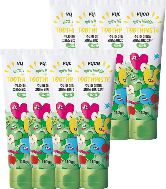 뷰카 주니어 마일드 고불소 비건 치약 사과향, 110g, 8개