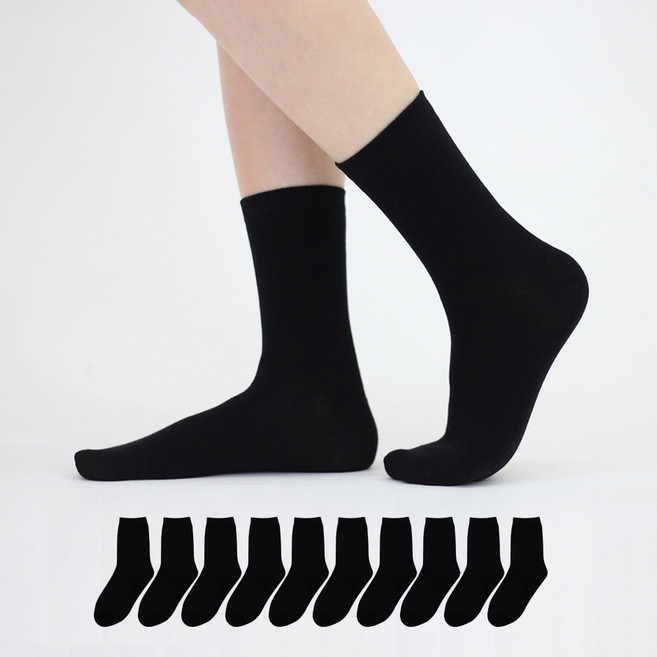 이지레그 여성용 롱 베이직 중목 양말 10켤레