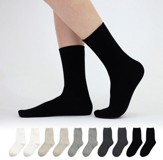 이지레그 여성용 롱 베이직 중목 양말 5종 x 2족 세트