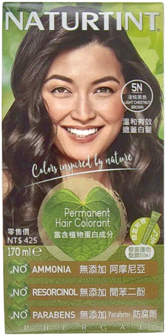 NATURTINT 赫本 染髮劑, 5N 淺棕黑色, 1組