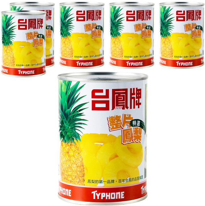 台鳳 整片鳳梨 罐頭, 565g, 6罐