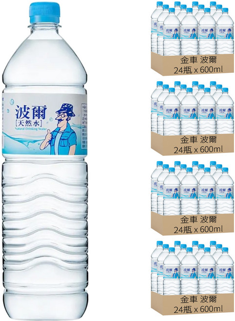 金車 波爾 天然水, 600ml, 96瓶