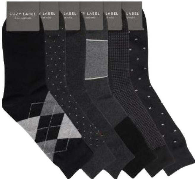 코지라벨 남성용 데일리 정장 양말 장목 6종 세트