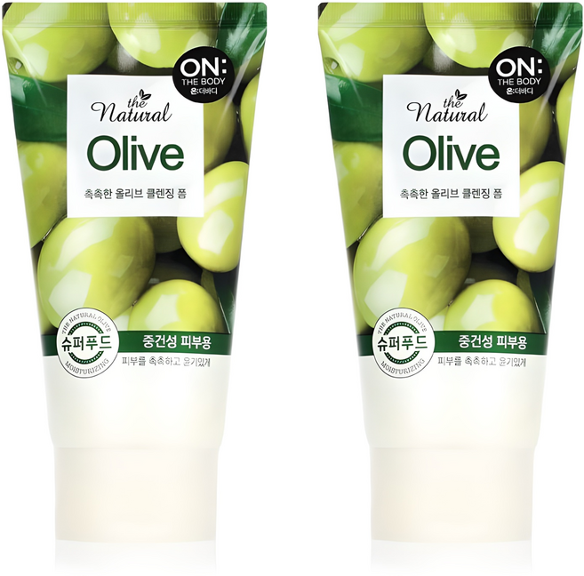 온더바디 더 내추럴 올리브 촉촉한 클렌징 폼, 120g, 2개