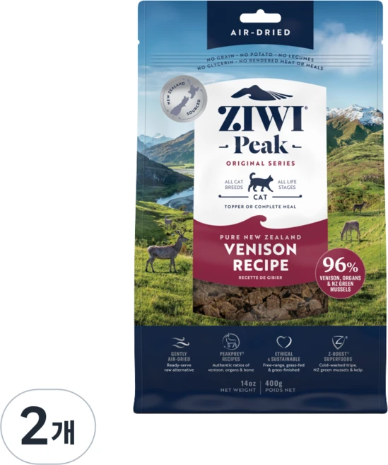 지위픽 전연령 캣식품 사료, 사슴, 400g, 2개 - 쿠팡