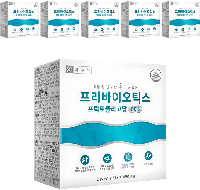종근당 프리바이오틱스 프락토올리고당 FOS 유산균 30p, 150g, 6개