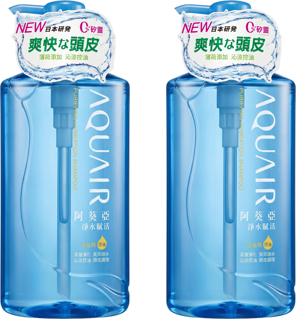 AQUAIR 阿葵亞 淨水賦活洗髮精 控油型, 1L, 2瓶