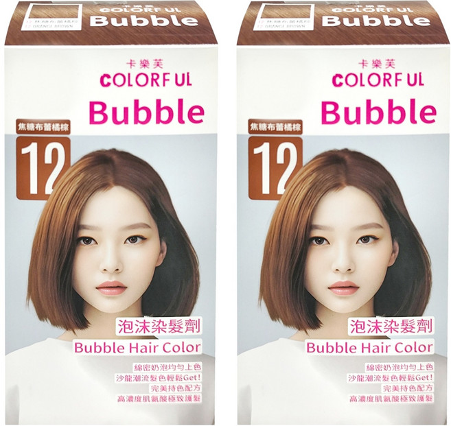 COLORFUL 卡樂芙 全新升級泡沫染髮劑 100g, 12焦糖布蕾橘棕, 2盒