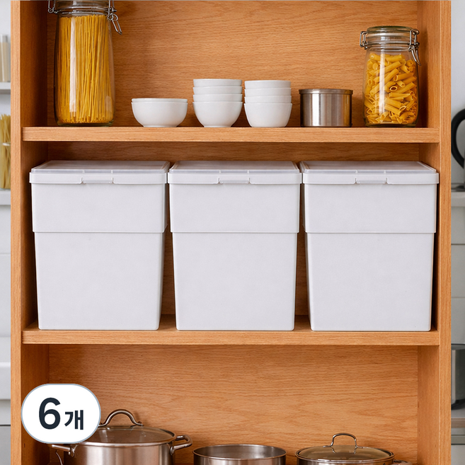 아이리스 팬트리 리빙박스 BU, 화이트, 6개