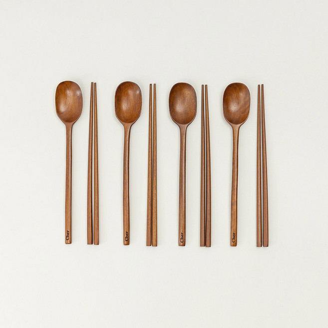 메종오브제 시에르 우드 수저 4인 세트, 숟가락 4p + 젓가락 4p, 1세트