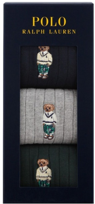 POLO RALPHLAUREN 男士板球熊刺繡3雙禮盒組