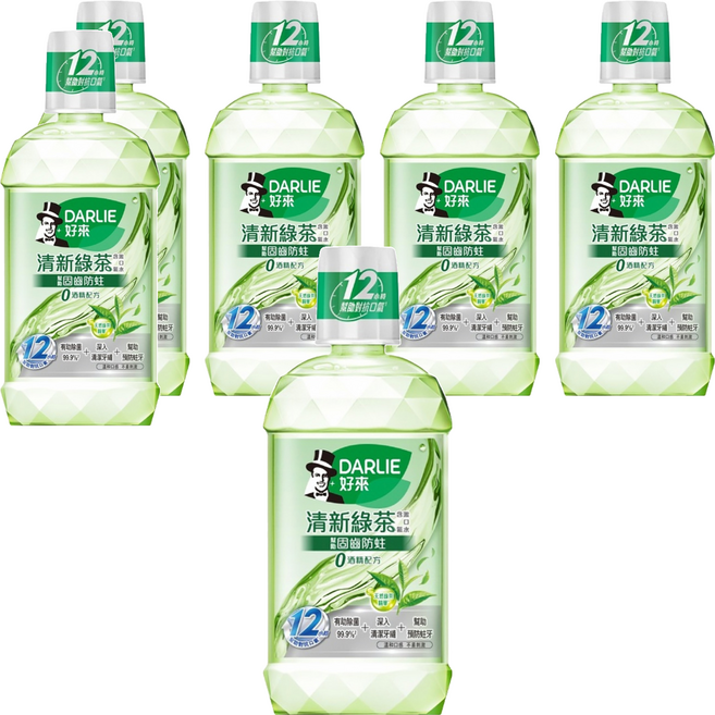 DARLIE 好來 清新綠茶漱口水 無酒精, 500ml, 6瓶