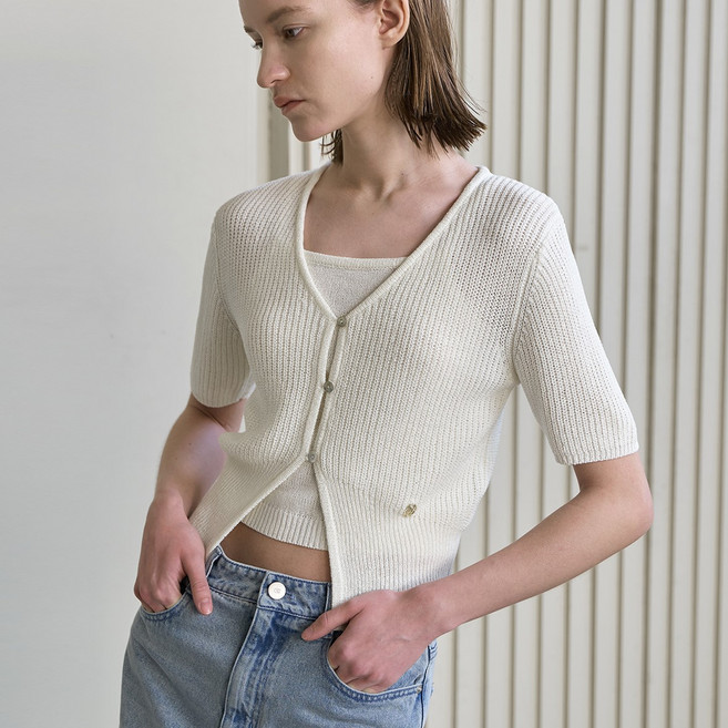 아틀리에나인 여성용 부클 니트 탑 가디건 세트 CD-2121