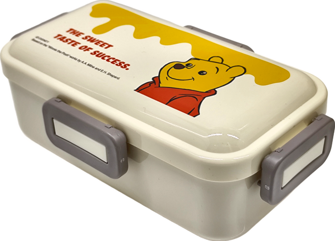 Skater 銀離子微波四扣單層便當盒, 維尼 米色, 1個