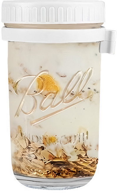 Ball 梅森 玻璃早餐燕麥杯 + 湯匙 白色, 600ml, 1個