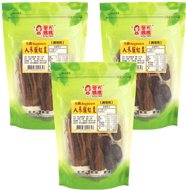 譽方媽媽 生機 人蔘鬚紅棗, 80g, 3包