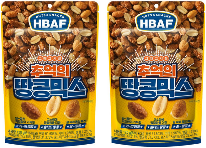 바프 추억의 땅콩믹스, 120g, 2개