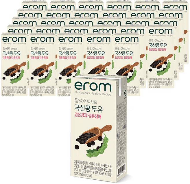 이롬 황성주 박사의 국산콩 두유 검은콩과 검은참깨, 190ml, 32개
