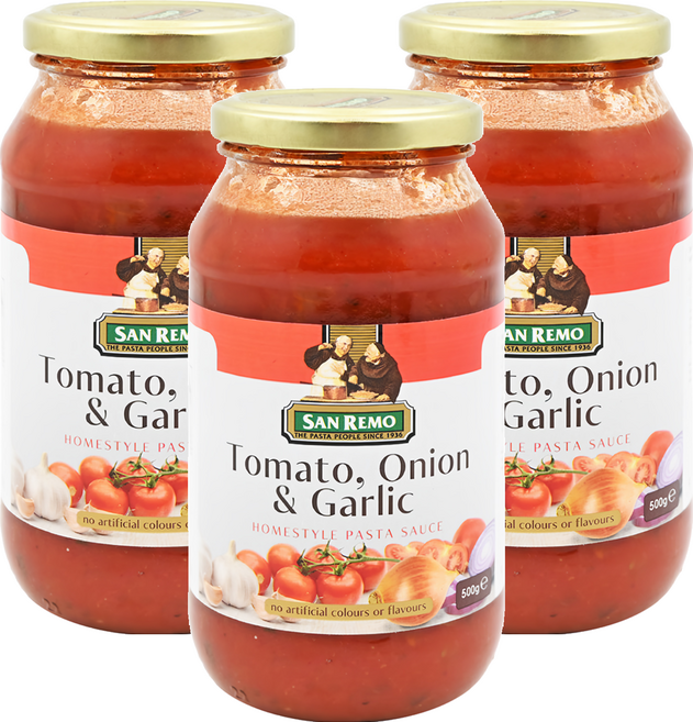 SAN REMO 頂級義大利麵醬 蕃茄大蒜, 500g, 3罐