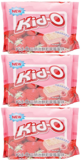 Kid-O 三明治餅乾 草莓風味, 340g, 3袋