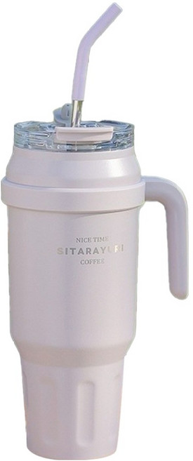 Sitarayuri 大容量手提冰霸杯 304不鏽鋼杯體, 淡灰紫, 1.48L, 1個